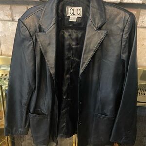 Clio Women’s Black Leather Blazer - Size Medium